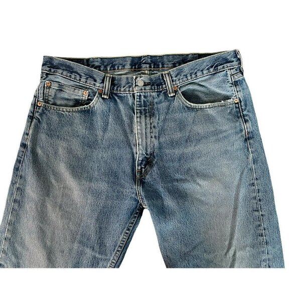 Levis 505 Blue Denim Medium Wash Jeans Men's Size 38 X 32 - Picture 4 of 10